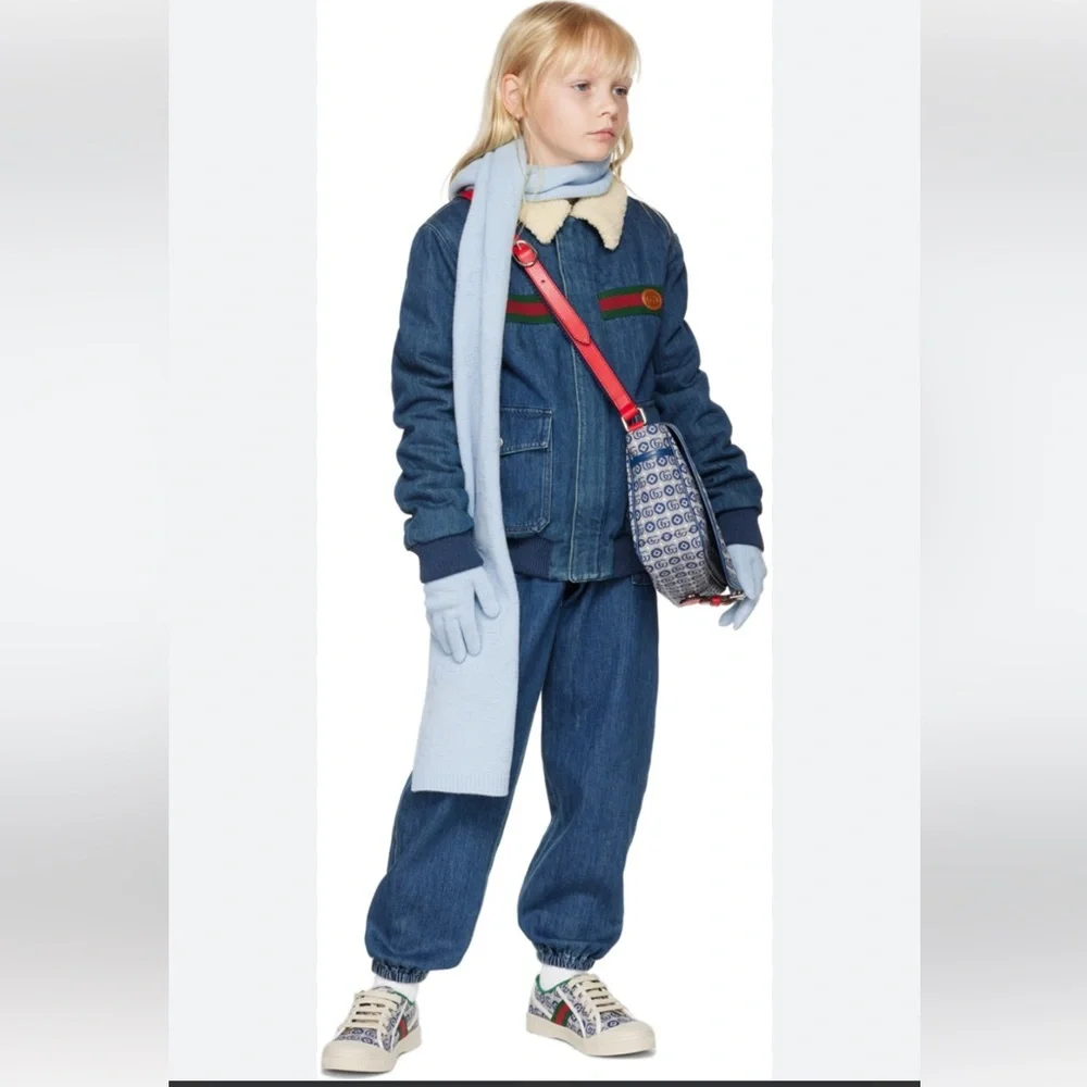 NWT GUCCI KIDS BLUE WOOL GG LOGO GLOVES 🧤💝